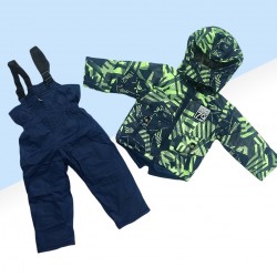 Chlapčenská lyžiarska súprava zeleno-modrá