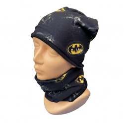 Prechodný čierny komplet Batman- čiapka s nákrčníkom
