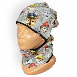 Prechodný sivý komplet Paw Patrol model 2 - čiapka s nákrčníkom