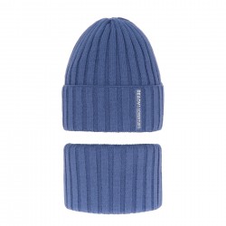 Zimný komplet Adventure modrý - čiapka s nákrčníkom