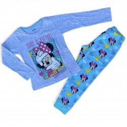 Dievčenské pyžamo Minnie srdiečka - modré