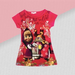 Dievčenské tričko Máša a medveď- ružové