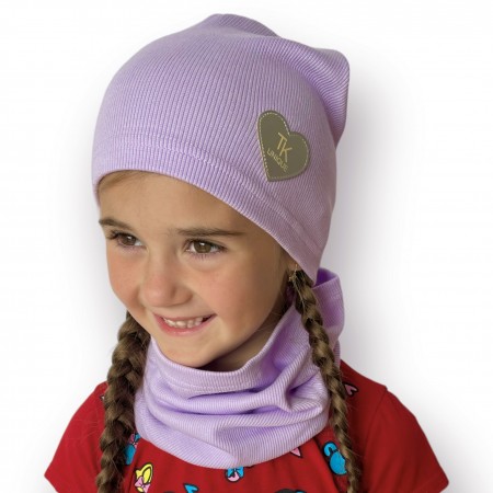 Prechodný fialový komplet - čiapka s nákrčníkom
